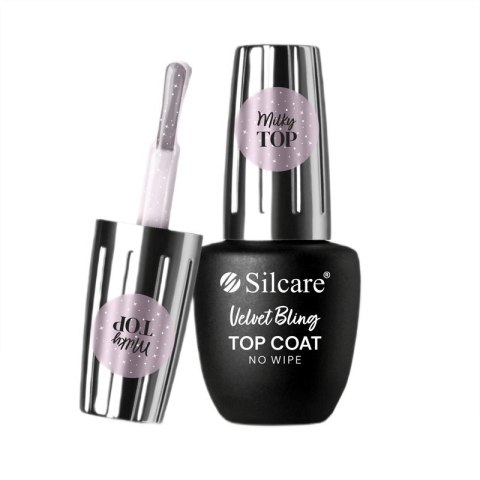 Silcare Top Coat Velvet Bling No Wipe top do lakierów hybrydowych 9ml Silcare Top Coat Velvet Bling No Wipe top do lakierów hybrydowych 9ml