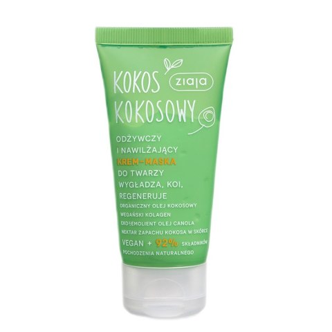 Ziaja Kokos Kokosowy odżywczy i nawilżający krem-maska do twarzy 50ml Ziaja Kokos Kokosowy odżywczy i nawilżający krem-maska do twarzy 50ml