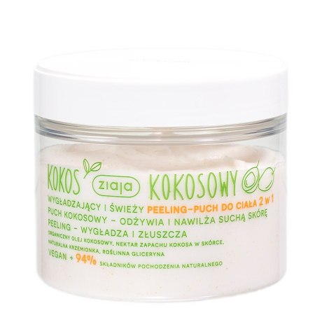 Ziaja Kokos Kokosowy wygładzający i świeży peeling-puch do ciała 2w1 270ml Ziaja Kokos Kokosowy wygładzający i świeży peeling-puch do ciała 2w1 270ml