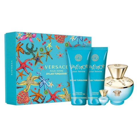 Versace Dylan Turquoise Pour Femme zestaw woda toaletowa spray 100ml + woda toaletowa spray 5ml + żel pod prysznic 100ml + żel do ciała 