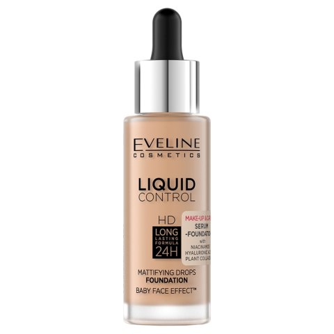 Eveline Cosmetics Liquid Control HD matujący podkład do twarzy z niacynamidem 055 Honey 32ml