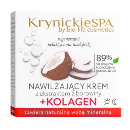 Krynickie SPA Krem borowinowy nawilżający + kolagen do twarzy na dzień i na noc 50 ml