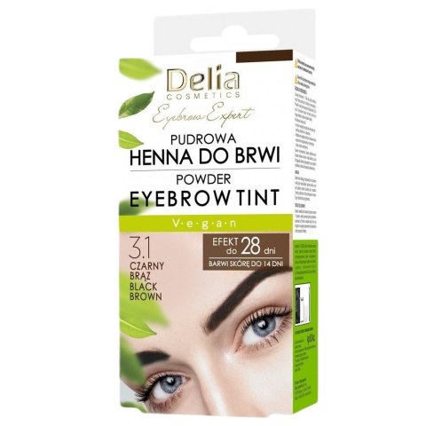 Delia Eyebrow Expert pudrowa henna do brwi 3.1 Czarny Brąz 4g