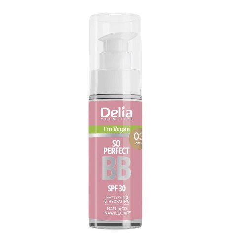 Delia So Perfect wegański krem BB z filtrem SPF30 03 Dark 30ml