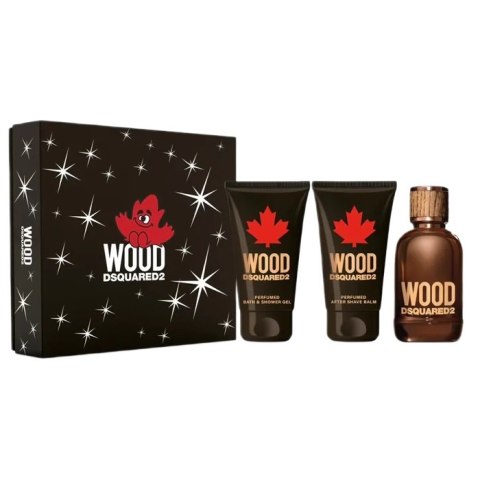 Dsquared2 Wood Pour Homme zestaw woda toaletowa spray 100ml + żel pod prysznic 100ml + balsam po goleniu 100ml