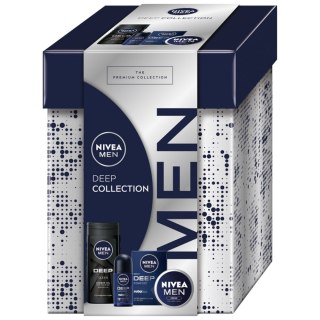 Nivea Men Deep Collection zestaw krem uniwersalny 75ml + antyperspirant roll-on 50ml + żel pod prysznic 3w1 250ml + antybakteryjna wod