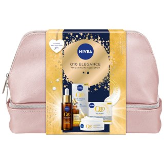 Nivea Q10 Elegance zestaw przeciwzmarszczkowy krem na dzień 50ml + podwójnie aktywne serum 30ml + kosmetyczka