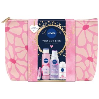 Nivea You Got This zestaw odświeżający żel pod prysznic 300ml + antyperspirant roll-on 50ml + pielęgnująca pomadka do ust 4.8g + kojąc