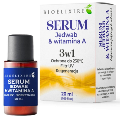 Bioelixire Silk Serum+Vitamina A Nawilżający Jedwab Do Włosów Z Witaminą A 20ml