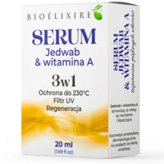 Bioelixire Silk Serum+Vitamina A Nawilżający Jedwab Do Włosów Z Witaminą A 20ml