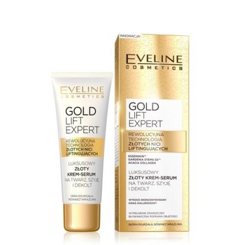 Eveline Cosmetics Gold Lift Expert luksusowy złoty krem-serum na twarz szyję i dekolt dla skóry dojrzałej 40ml Eveline Cosmetics Gold Lift Expert luksusowy złoty krem-serum na twarz szyję i dekolt dla skóry dojrzałej 40ml