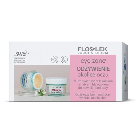 Floslek Eye Zone zestaw żel ze świetlikiem lekarskim i chabrem bławatkiem do powiek i pod oczy 10g + odżywczy krem pod oczy ze świetliki Floslek Eye Zone zestaw żel ze świetlikiem lekarskim i chabrem bławatkiem do powiek i pod oczy 10g + odżywczy krem pod oczy ze świetliki