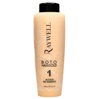 RAYWELL Boto HairGold Alcalin Pre Shampoo Szampon oczyszczający przygotowujący do zabiegu botoksu 1000ml (1)