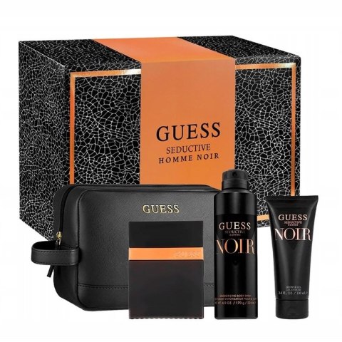 Guess Seductive Noir Homme zestaw woda toaletowa spray 100ml + żel pod prysznic 100ml + dezodorant spray 226ml + kosmetyczka