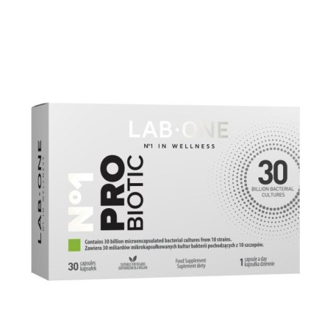 LAB ONE N°1 ProBiotic suplement diety wspomagający działanie mikroflory bakteryjnej jelit 30 kapsułek