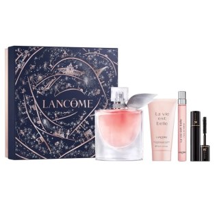 Lancome La Vie Est Belle zestaw woda perfumowana spray 100ml + woda perfumowana spray 10ml + balsam do ciała 50ml + mini tusz do rzęs 2m