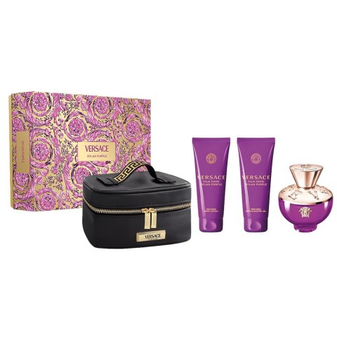 Versace Dylan Purple Pour Femme zestaw woda perfumowana spray 100ml + żel pod prysznic 100ml + balsam do ciała 100ml + kosmetyczka Versace Dylan Purple Pour Femme zestaw woda perfumowana spray 100ml + żel pod prysznic 100ml + balsam do ciała 100ml + kosmetyczka
