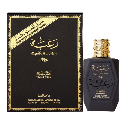 Lattafa Raghba For Man zestaw woda perfumowana spray 100ml + dezodorant spray 50ml