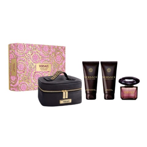 Versace Crystal Noir zestaw woda perfumowana spray 90ml + balsam do ciała 100ml + żel pod prysznic 100ml + kosmetyczka