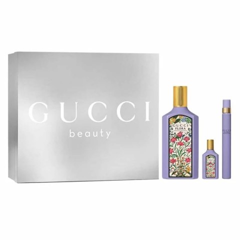 Gucci Flora Gorgeous Magnolia zestaw woda perfumowana spray 100ml + woda perfumowana spray 10ml + miniatura wody perfumowanej 5ml