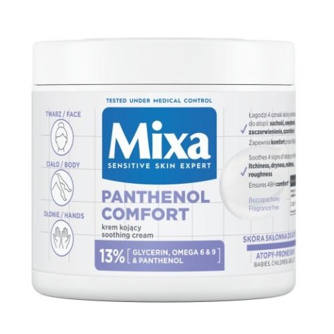 MIXA Panthenol Comfort kojący krem do twarzy dłoni i ciała 400ml