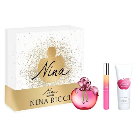 Nina Ricci Nina Illusion zestaw woda perfumowana spray 80ml + balsam do ciała 75ml + woda perfumowana roll-on 10ml