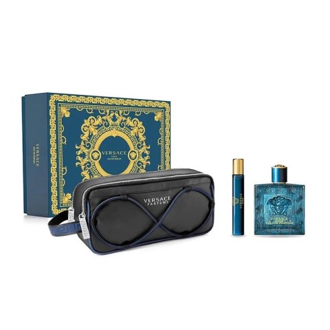 Versace Eros zestaw woda perfumowana spray 100ml + woda perfumowana spray 10ml + kosmetyczka