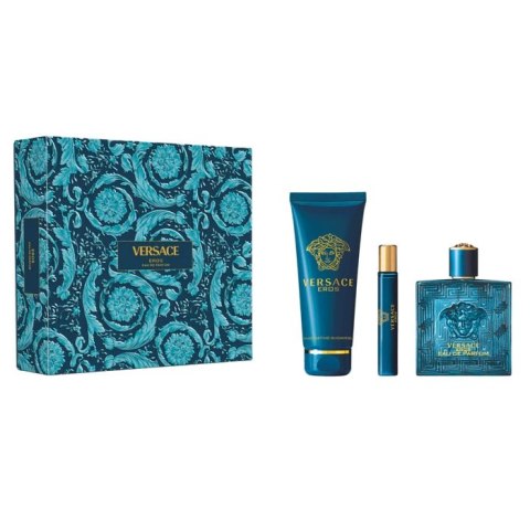 Versace Eros zestaw woda perfumowana spray 100ml + żel pod prysznic 150ml + woda perfumowana spray 10ml