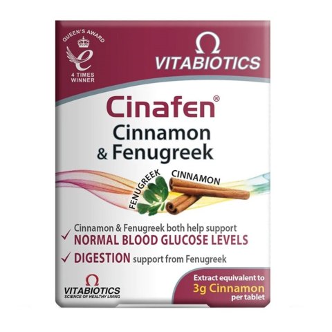 Vitabiotics Cinafen Cinnamon & Fenugreek cynamon z kozieradką suplement diety 60 tabletek