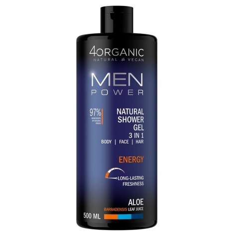 4organic Men Power naturalny żel pod prysznic 3w1 Energy 500ml