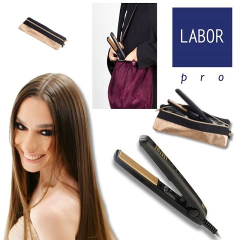 Labor Pro Mini Smooth Gold Prostownica podróżna do włosów z kosmetyczką