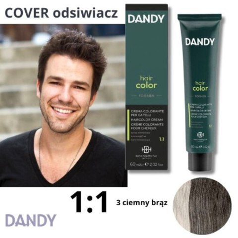 Dandy Hair Color Krem Koloryzujący Farba dla Mężczyzn Odsiwiacz do Włosów 3 Ciemny Kasztan 60ml