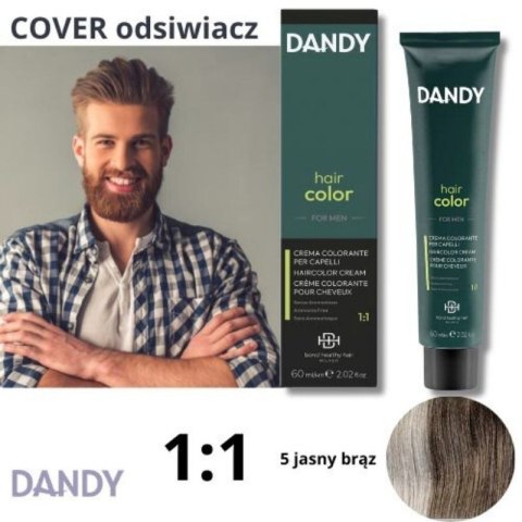Dandy Hair Color Krem Koloryzujący Farba dla Mężczyzn Odsiwiacz do Włosów 5 Jasny Kasztan 60ml Dandy Hair Color Krem Koloryzujący Farba dla Mężczyzn Odsiwiacz do Włosów 5 Jasny Kasztan 60ml