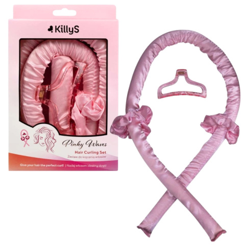 Killys wałek do kręcenia włosów ze scrunchie i klamrą różowy pinky waves