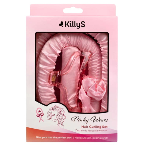 Killys wałek do kręcenia włosów ze scrunchie i klamrą różowy pinky waves