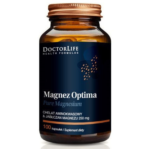 Doctor Life Magnez Optima chelat aminokwasowy i Jabłczan Magnezu 200mg suplement diety 100 kapsułek Doctor Life Magnez Optima chelat aminokwasowy i Jabłczan Magnezu 200mg suplement diety 100 kapsułek