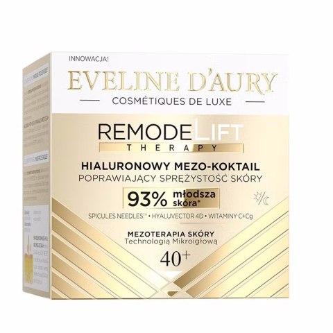 Eveline Cosmetics Eveline d'Aury Remodelift Therapy hialuronowy mezo-koktail poprawiający sprężystość skóry 40+ 50ml Eveline Cosmetics Eveline d'Aury Remodelift Therapy hialuronowy mezo-koktail poprawiający sprężystość skóry 40+ 50ml