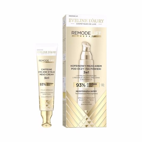 Eveline Cosmetics Eveline d'Aury Remodelift Therapy kofeinowy mezo-krem pod oczy 3w1 15ml Eveline Cosmetics Eveline d'Aury Remodelift Therapy kofeinowy mezo-krem pod oczy 3w1 15ml