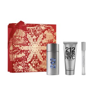 Carolina Herrera 212 Men zestaw woda toaletowa spray 100ml + żel po goleniu 100ml + woda toaletowa spray 10ml