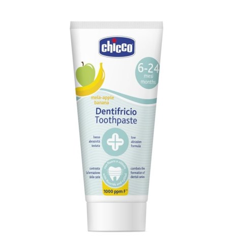 Chicco Toothpaste pasta do zębów z fluorem 1000ppm o smaku jabłkowo-bananowym 6-24m 50ml Chicco Toothpaste pasta do zębów z fluorem 1000ppm o smaku jabłkowo-bananowym 6-24m 50ml