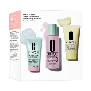 Clinique 3-Step Skin Care zestaw mydło do twarzy 30ml + płyn złuszczający do twarzy 60ml + żel do twarzy 30ml