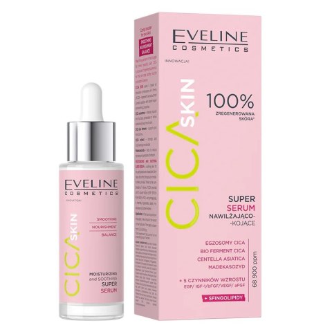 Eveline Cosmetics Cica Skin super serum nawilżająco-kojące 30ml Eveline Cosmetics Cica Skin super serum nawilżająco-kojące 30ml