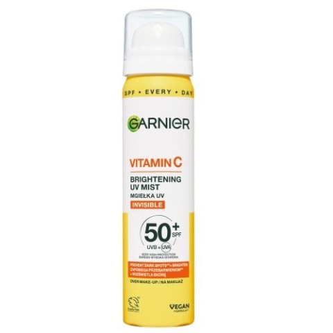 Garnier Vitamin C rozświetlająca mgiełka UV na makijaż z SPF50+ i witaminą C 75ml Garnier Vitamin C rozświetlająca mgiełka UV na makijaż z SPF50+ i witaminą C 75ml