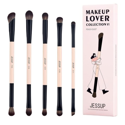JESSUP 10-in-5 Duo-End Brush Versatility Collection zestaw dwustronnych pędzli do makijażu Peach Dust 5szt. JESSUP 10-in-5 Duo-End Brush Versatility Collection zestaw dwustronnych pędzli do makijażu Peach Dust 5szt.