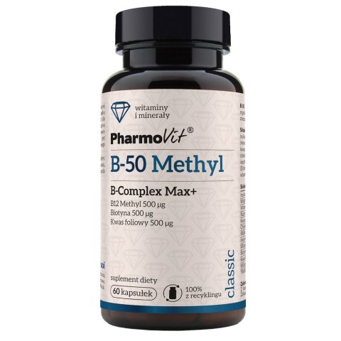 Pharmovit B-50 Methyl B-Complex Max+ suplement diety 60 kapsułek Pharmovit B-50 Methyl B-Complex Max+ suplement diety 60 kapsułek