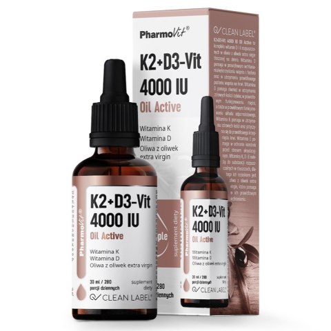 Pharmovit K2+D3-Vit 4000 IU Oil Active suplement diety w kroplach 30ml Pharmovit K2+D3-Vit 4000 IU Oil Active suplement diety w kroplach 30ml