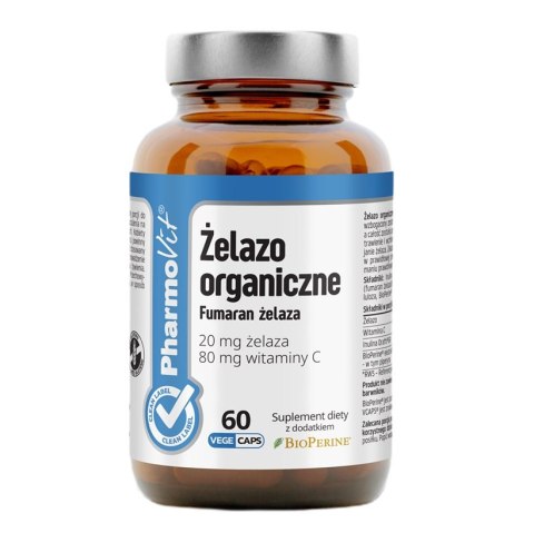 Pharmovit Żelazo organiczne fumaran żelaza suplement diety 60 kapsułek
