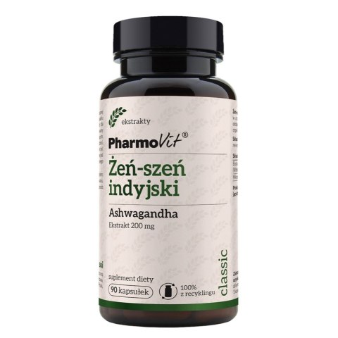 Pharmovit Żeń-szeń indyjski Ashwagandha suplement diety 90 kapsułek Pharmovit Żeń-szeń indyjski Ashwagandha suplement diety 90 kapsułek