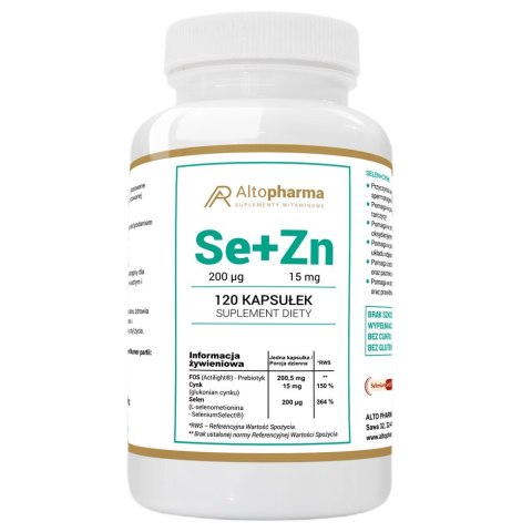 AltoPharma Selen Organiczny 200 µg + Cynk 15 mg + Prebiotyk suplement diety 120 kapsułek