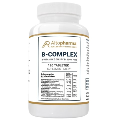 AltoPharma Witamina B Complex 8 witamin z grupy B suplement diety 120 tabletek AltoPharma Witamina B Complex 8 witamin z grupy B suplement diety 120 tabletek